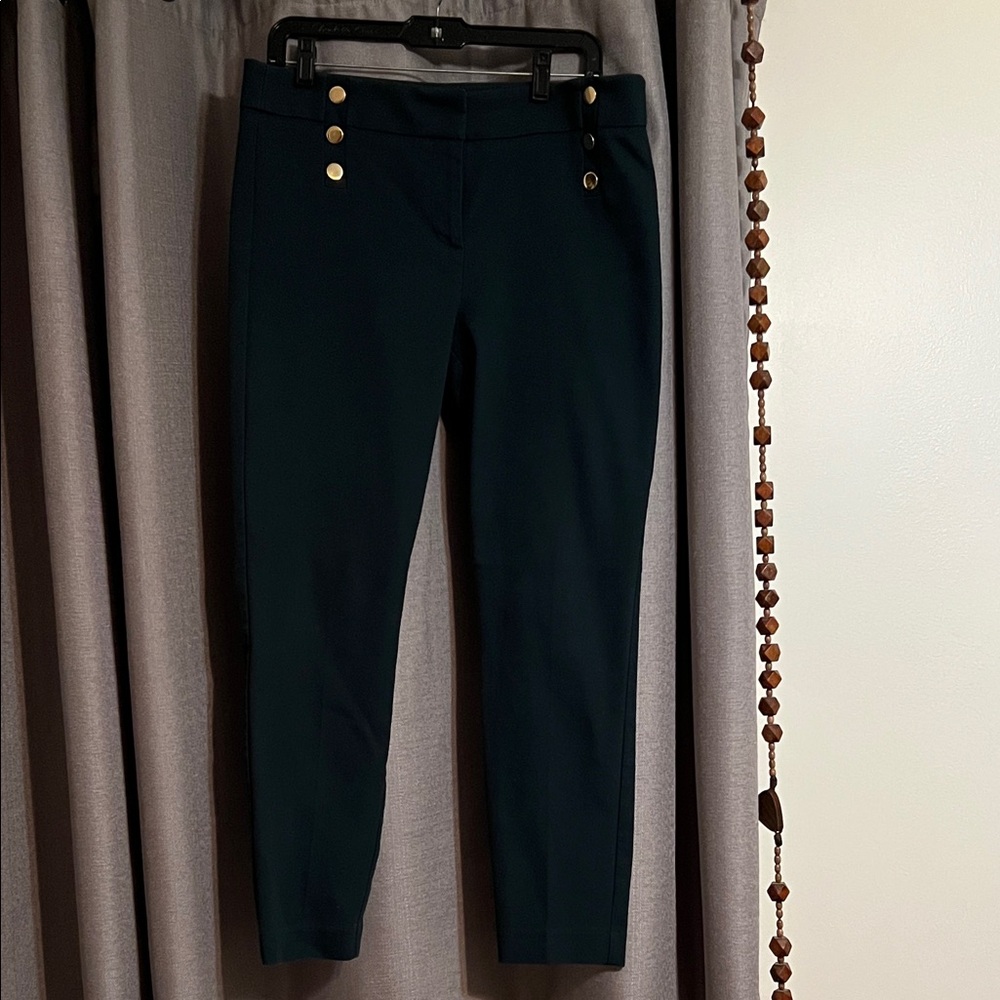 LOFT Navy Ankle Pants with Gold Accents